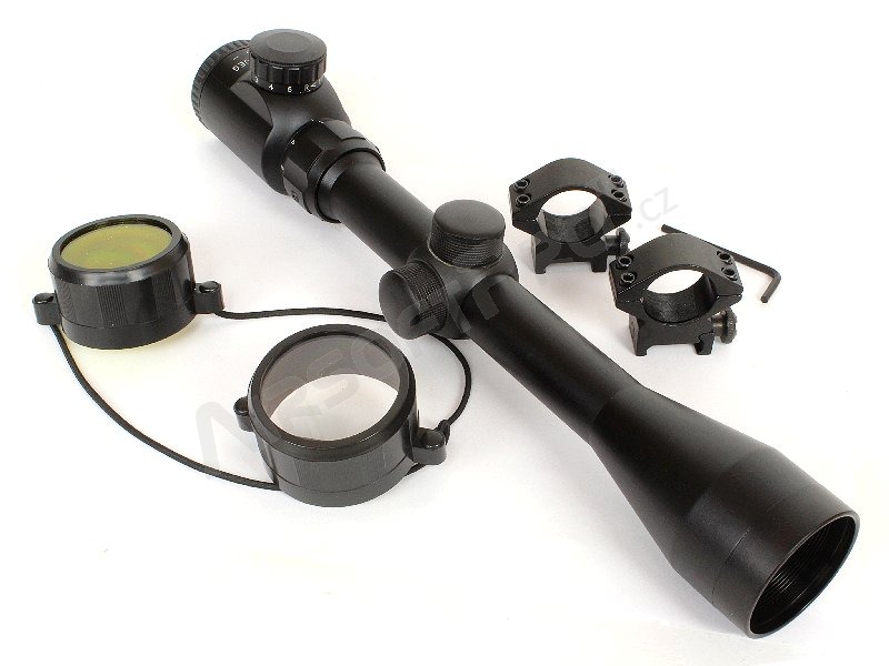 Illuminated rifle scope 3-9x40E with mount rings [A.C.M.]