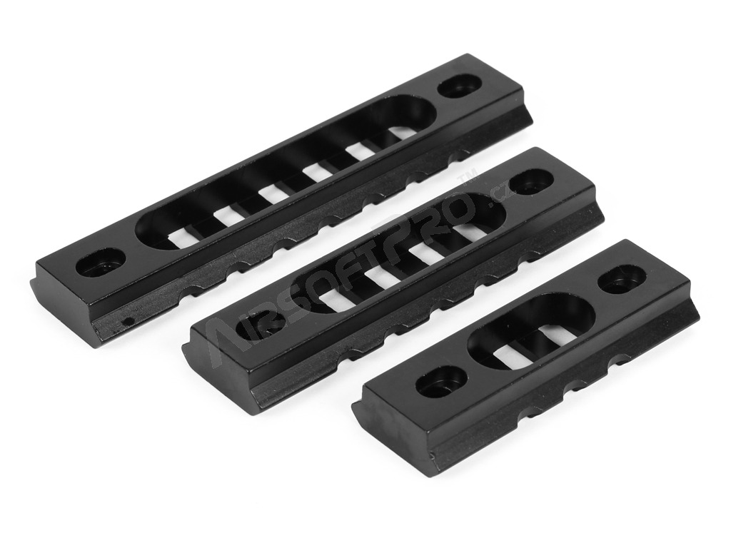 Jeu de trois rails RIS légers en aluminium pour garde-mains KeyMod - 3,5,7 fentes - noir [A.C.M.]