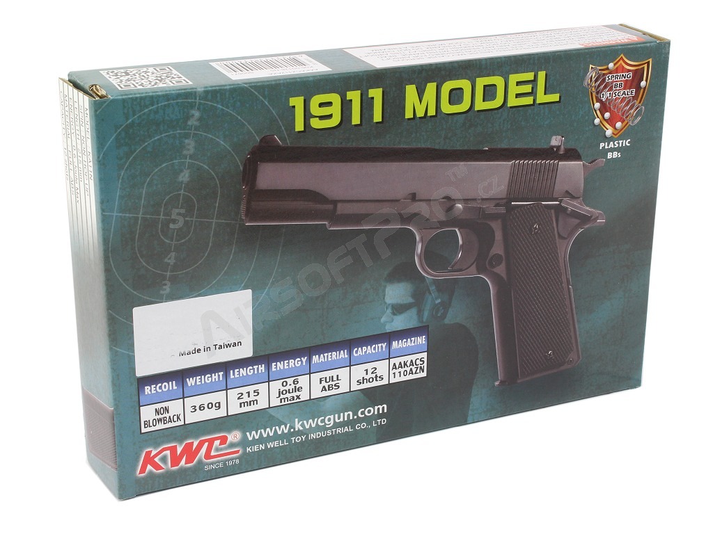Airsoft pistol model 1911 spring action  - black [KWC]