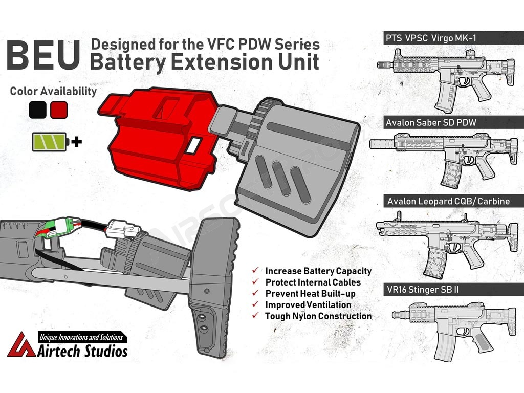 BEU - Prodloužení bateriové šachty pro VFC Avalon PDW - černé [Airtech Studios]