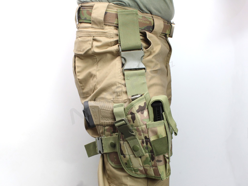 Univerzální pistolové stehenní pouzdro s panelem a sumkami - Multicam [AITAG]