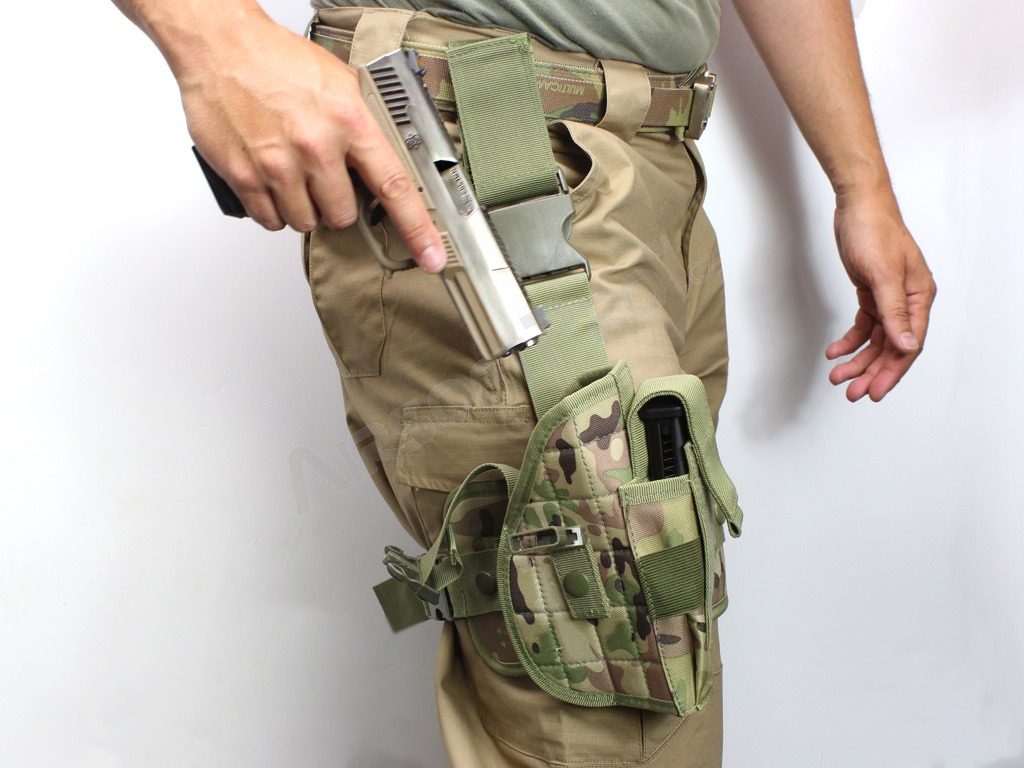 Universal Tactical Pistol Holster w/ Drop Leg Panel - Multicam [AITAG]