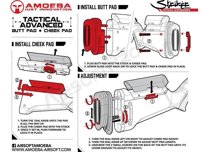 Tactical advanced butt and cheek pad for Amoeba Striker - black [Ares/Amoeba]