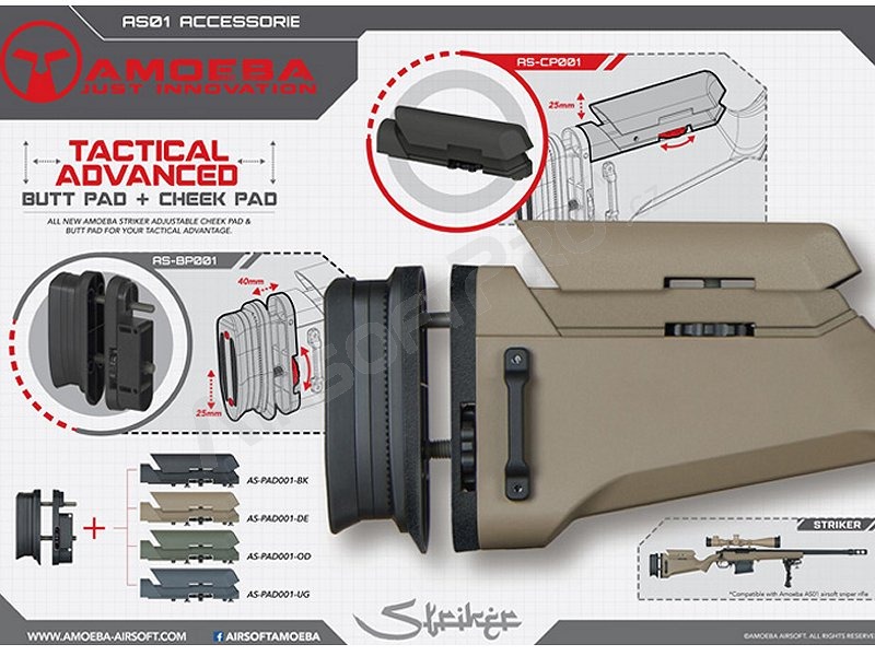 Tactical advanced butt and cheek pad for Amoeba Striker - DE [Ares/Amoeba]