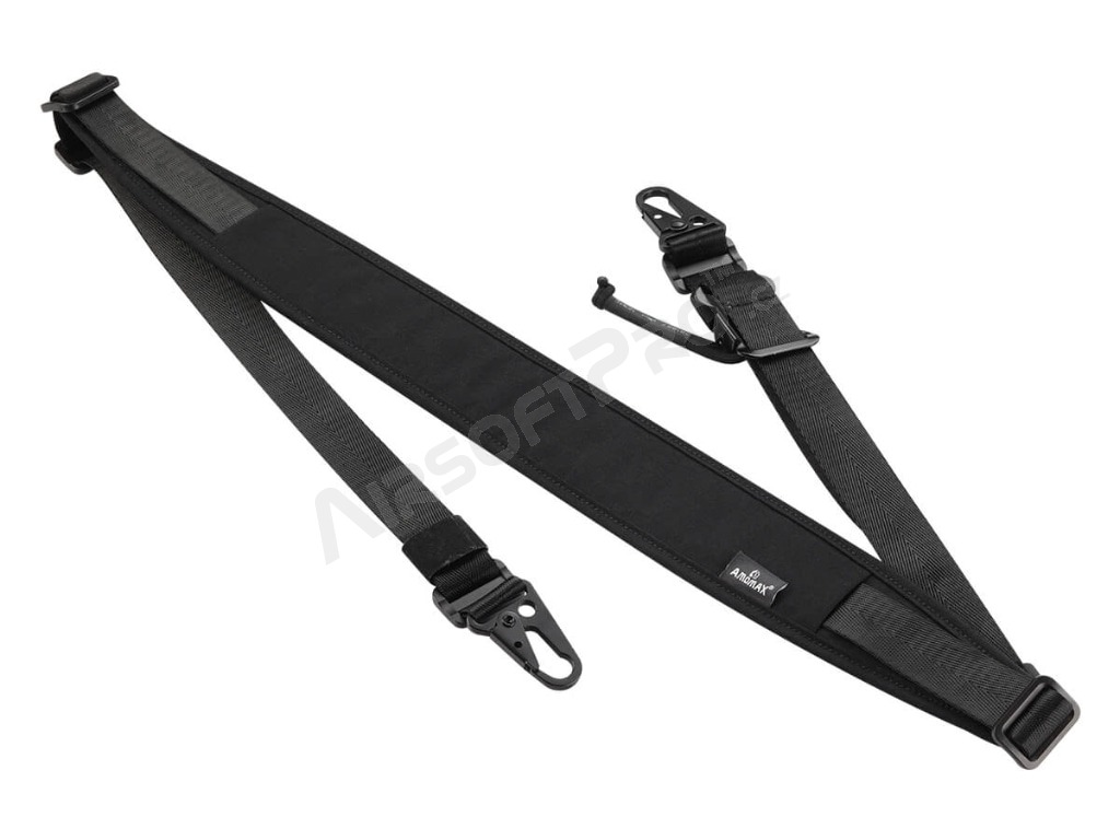 Quick adjustable padded two point sling with HK style clip - black [Amomax]