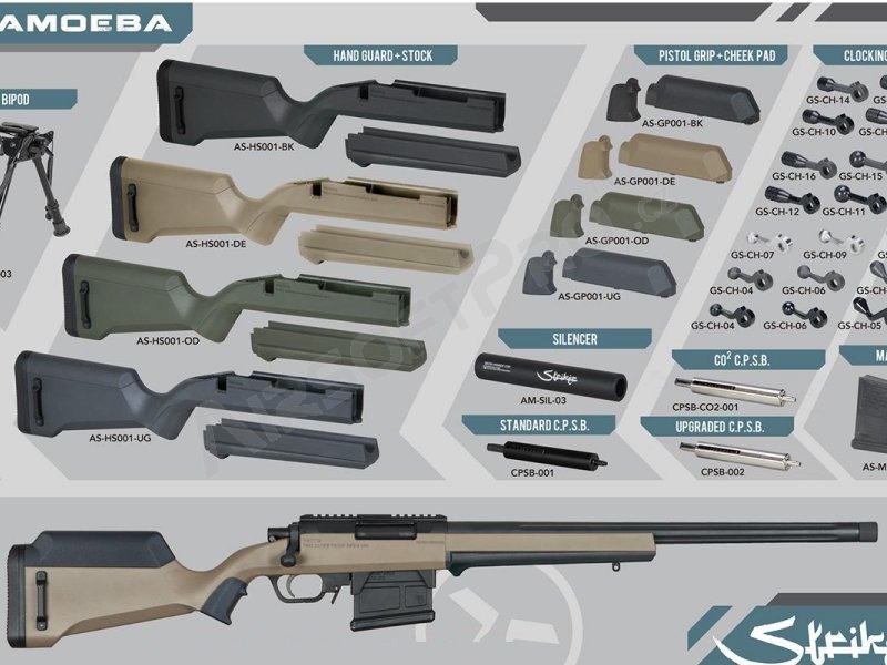 Amoeba Striker pistol grip + cheek pad set - DE [Ares/Amoeba]