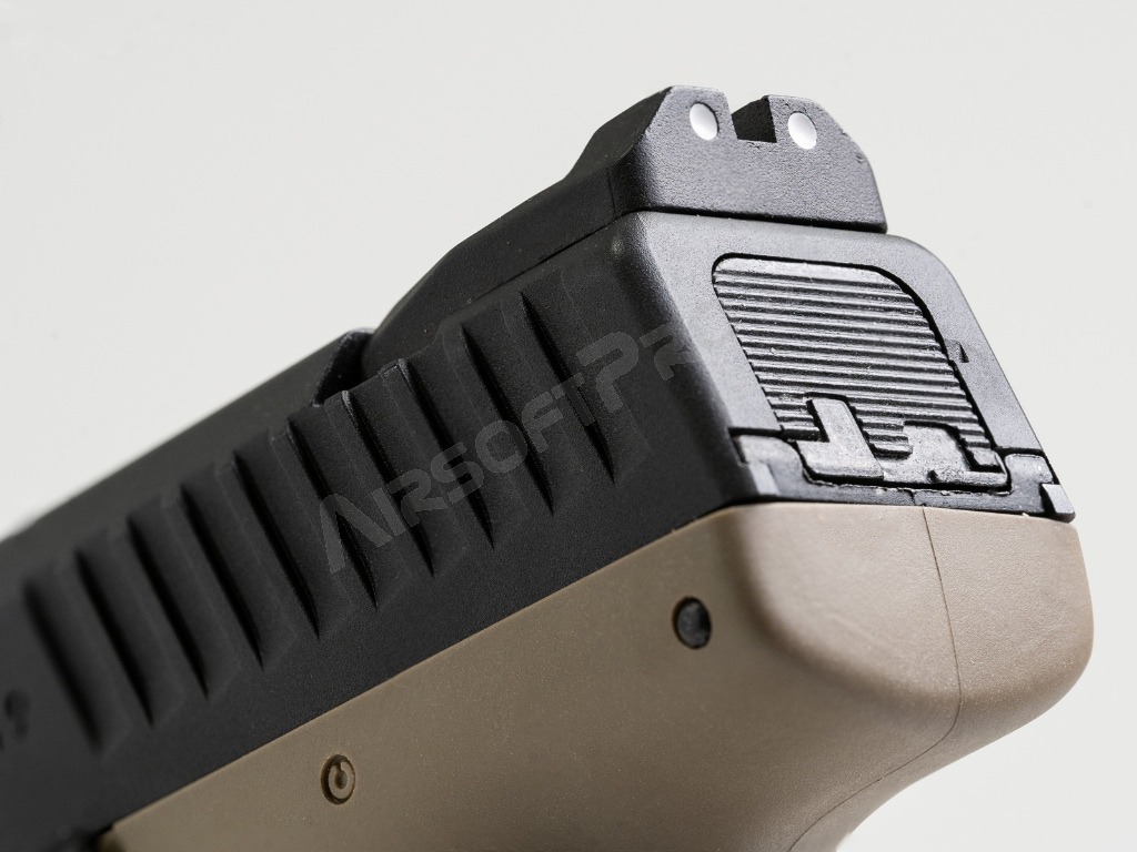 Airsoftová pistole CZ P-10C, kovový závěr, CO2, blowback - FDE [ASG]