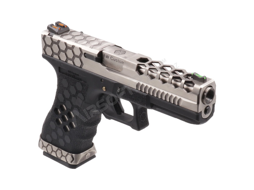 Airsoft GBB pistol G-HexCut VX02, Full auto - Silver/Black [AW Custom]