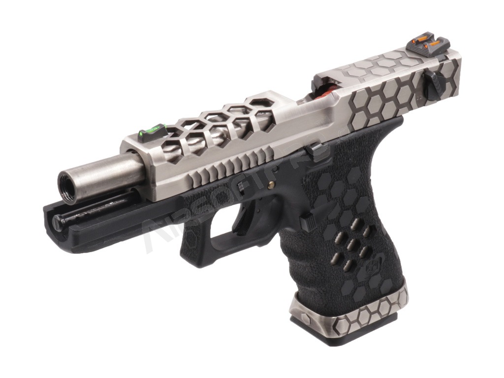 Pistolet GBB airsoft G-HexCut VX02, Full auto - Argent/Noir [AW Custom]