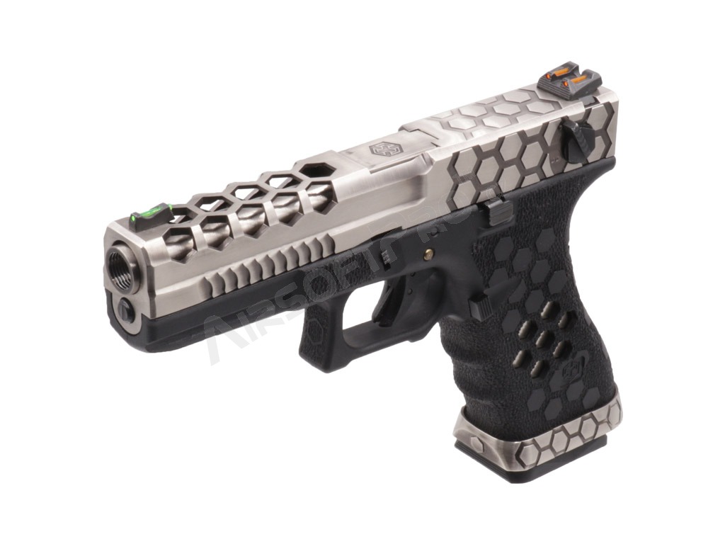 Airsoft GBB pistol G-HexCut VX02, Full auto - Silver/Black [AW Custom]