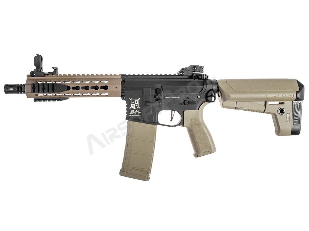 Airsoftová zbraň M4 AR15 KeyMod 8” Bravo - TAN/Černá [Delta Armory]