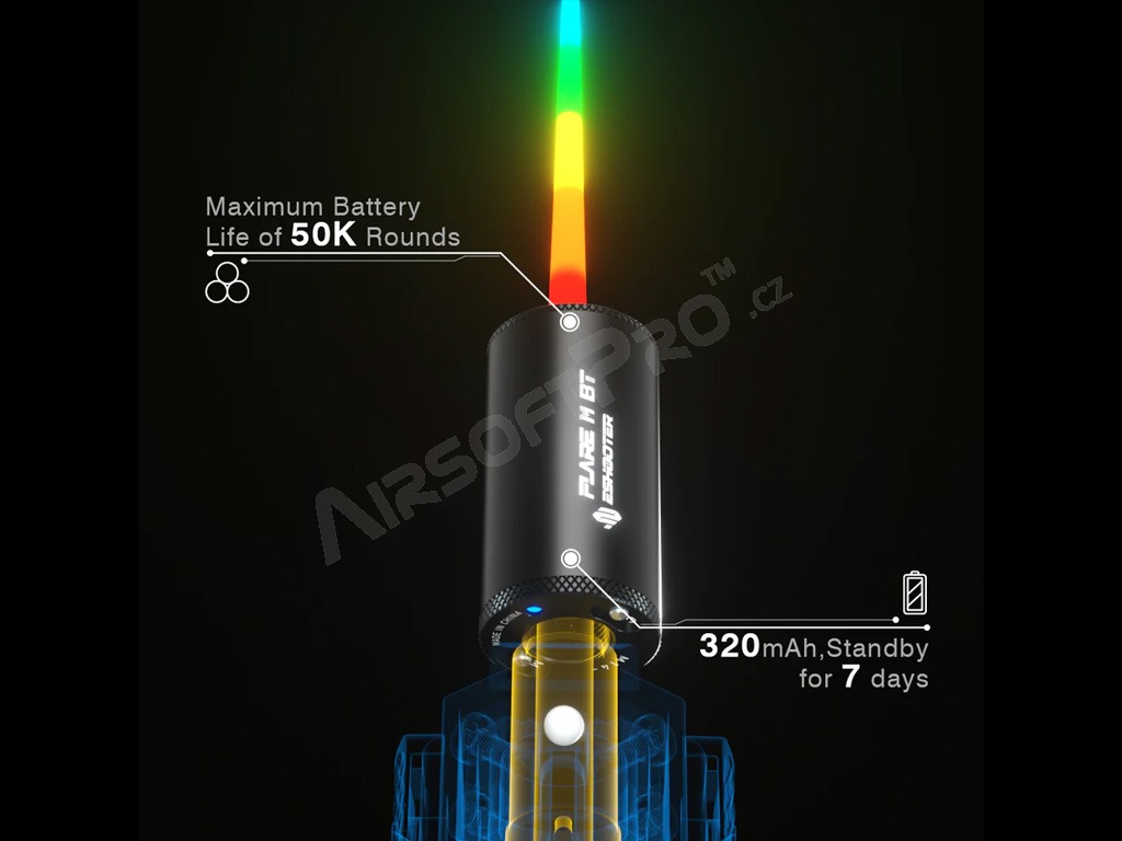 Nasvětlovací tlumič FLARE M BT + měřič rychlosti střel (chrono) - černá [E-Shooter]