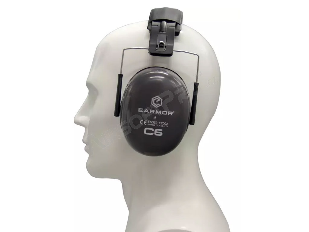 Low profile passive earmuffs C6A - Grey [EARMOR]