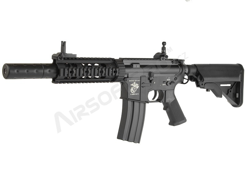 Airsoft rifle M4 RIS CQB with silencer - black (EC-607) [E&C]