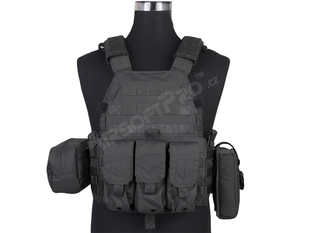 LBT6094A Plate Carrier With 3 Pouches - Black [EmersonGear]