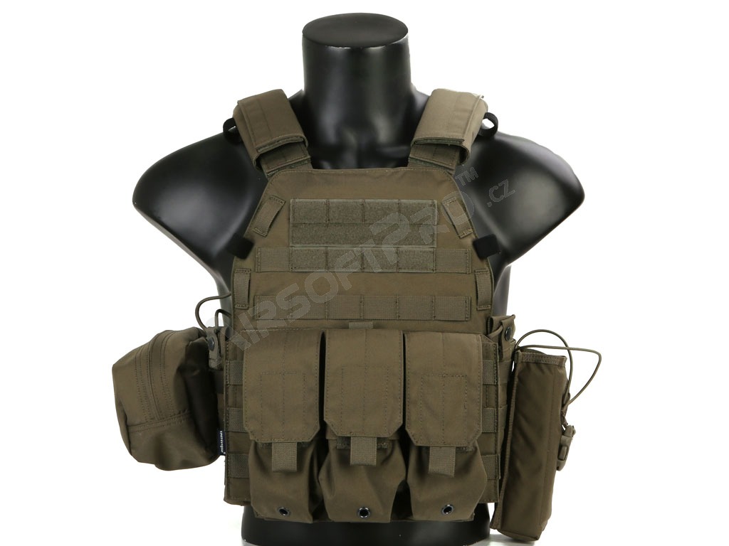 Maskáčová vesta s nosičem plátů a třemi sumkami LBT 6094A - Ranger Green [EmersonGear]