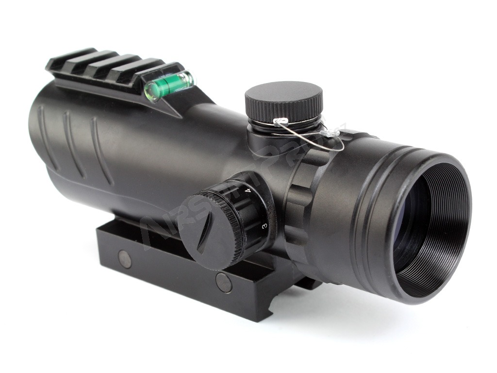ACOG style red dot sight replica with RIS rail and spirit level - black [EmersonGear]