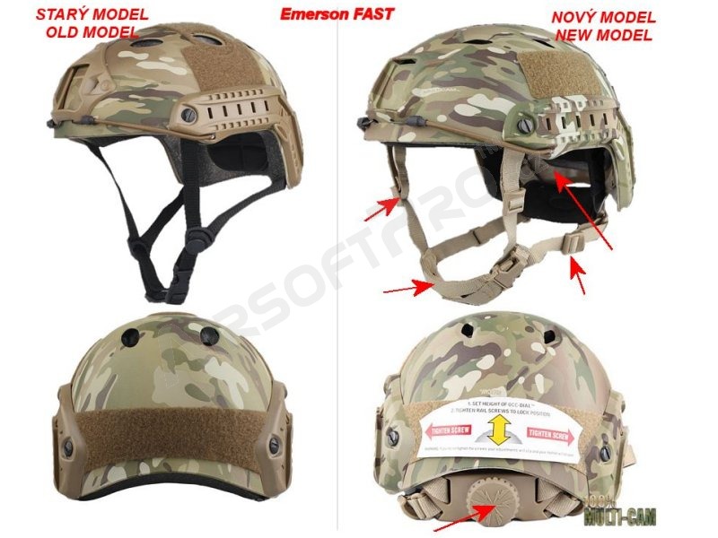 Vojenská helma FAST s příslušenstvím, typ BJ, NOVÝ MODEL - ATacs FG [EmersonGear]