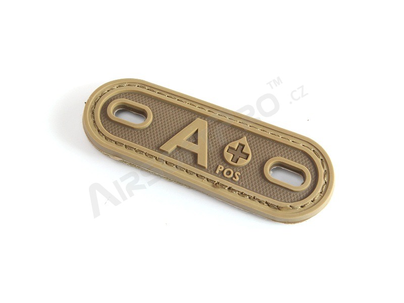 PVC 3D Blood type tag A+  - Coyote Brown (CB) [EmersonGear]