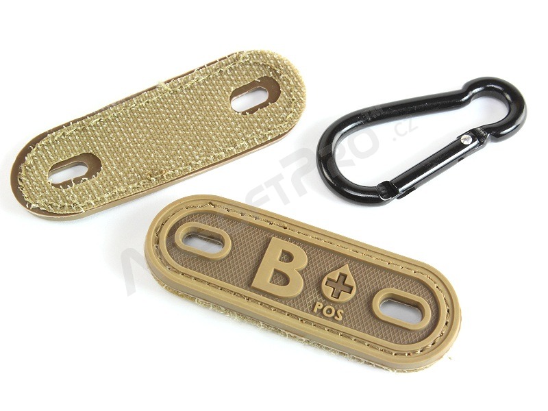 PVC 3D Blood type tag B+  - Coyote Brown (CB) [EmersonGear]