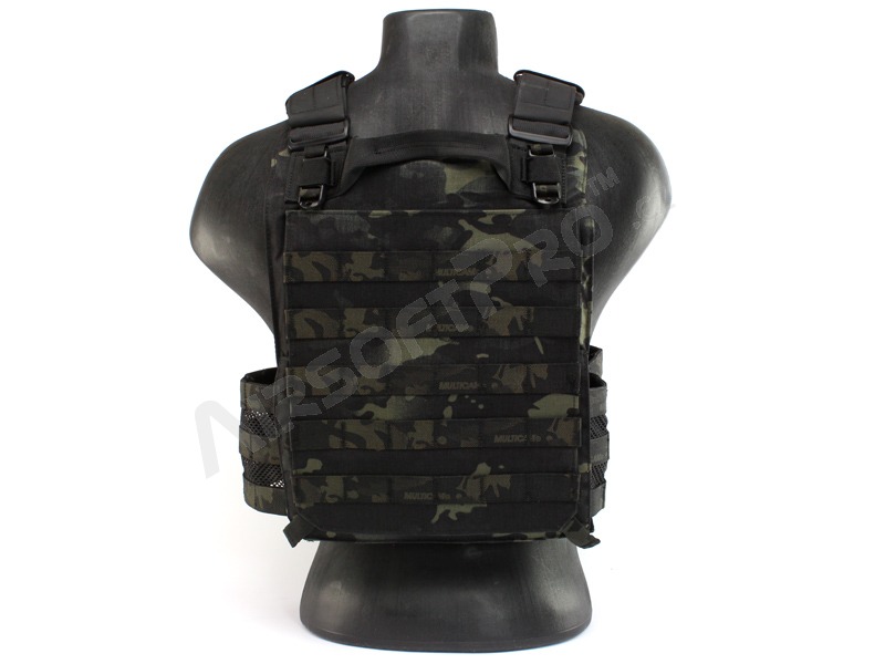 420 Plate Carrier Tactical Vest With 3 Pouches - Multicam Black [EmersonGear]