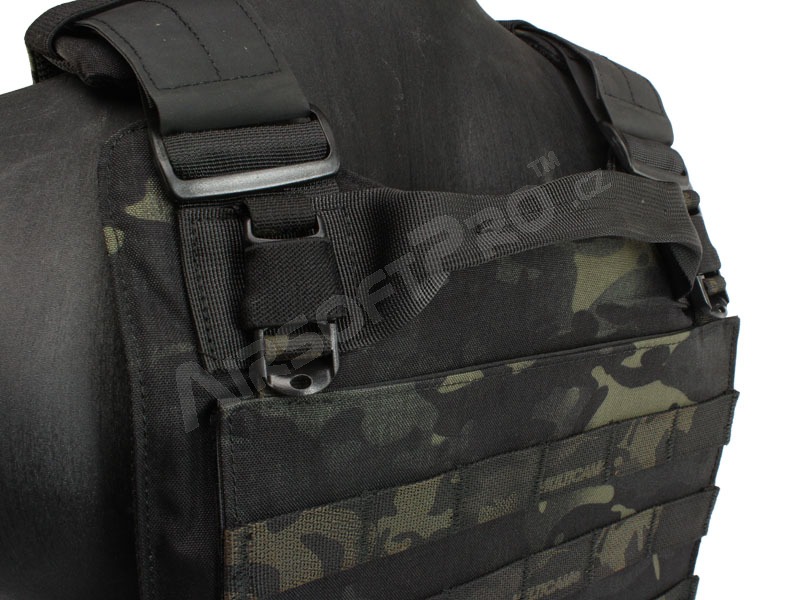 420 Plate Carrier Tactical Vest With 3 Pouches - Multicam Black [EmersonGear]
