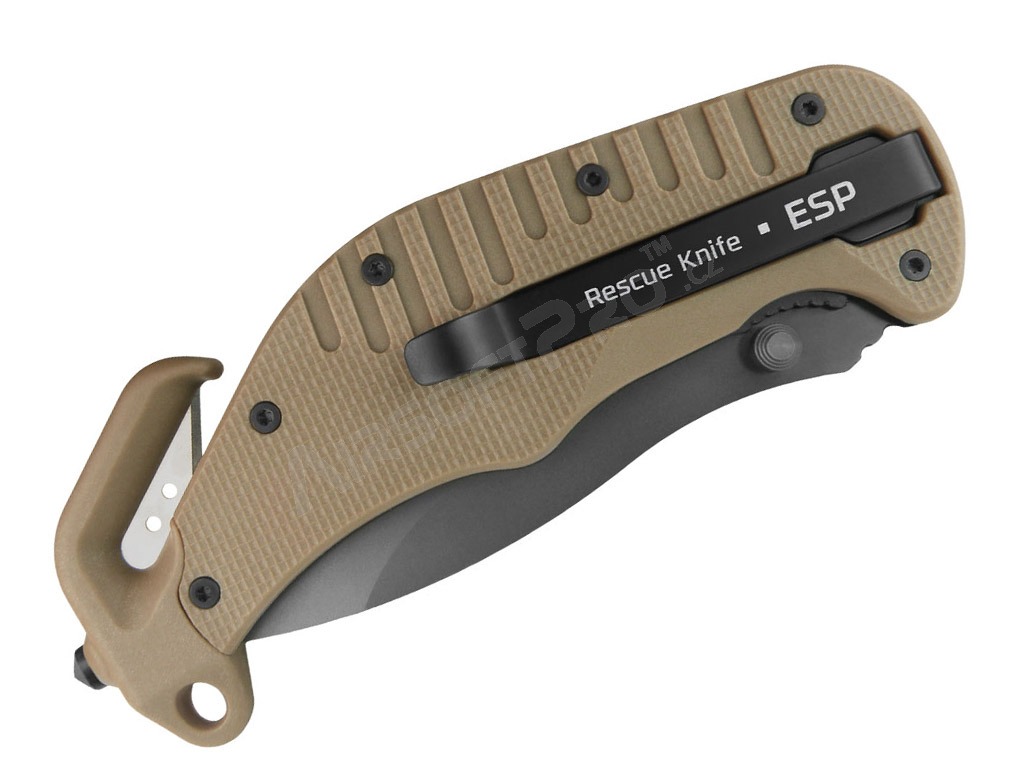 Záchranářský nůž s kombinovaným ostřím (RKK-01-S) - Khaki [ESP]