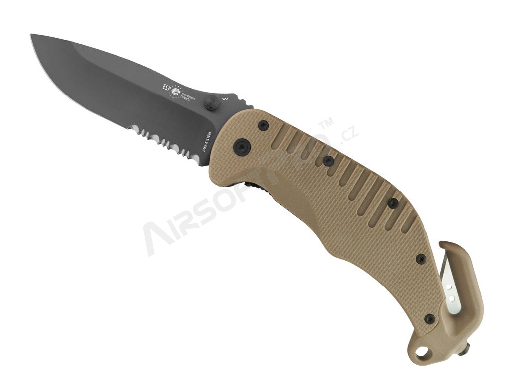 Couteau de sauvetage avec lame combinée (RKK-01-S) - Khaki [ESP]