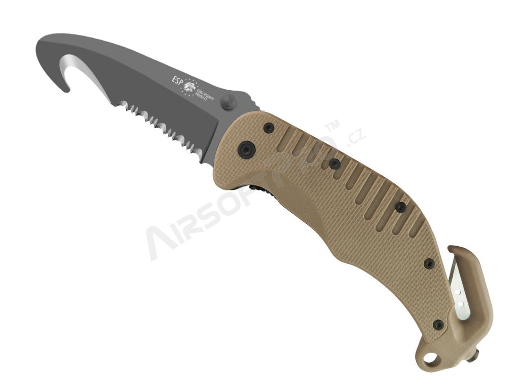 Rescue knife with the rounded blade tip (RKK-02) - Khaki [ESP]