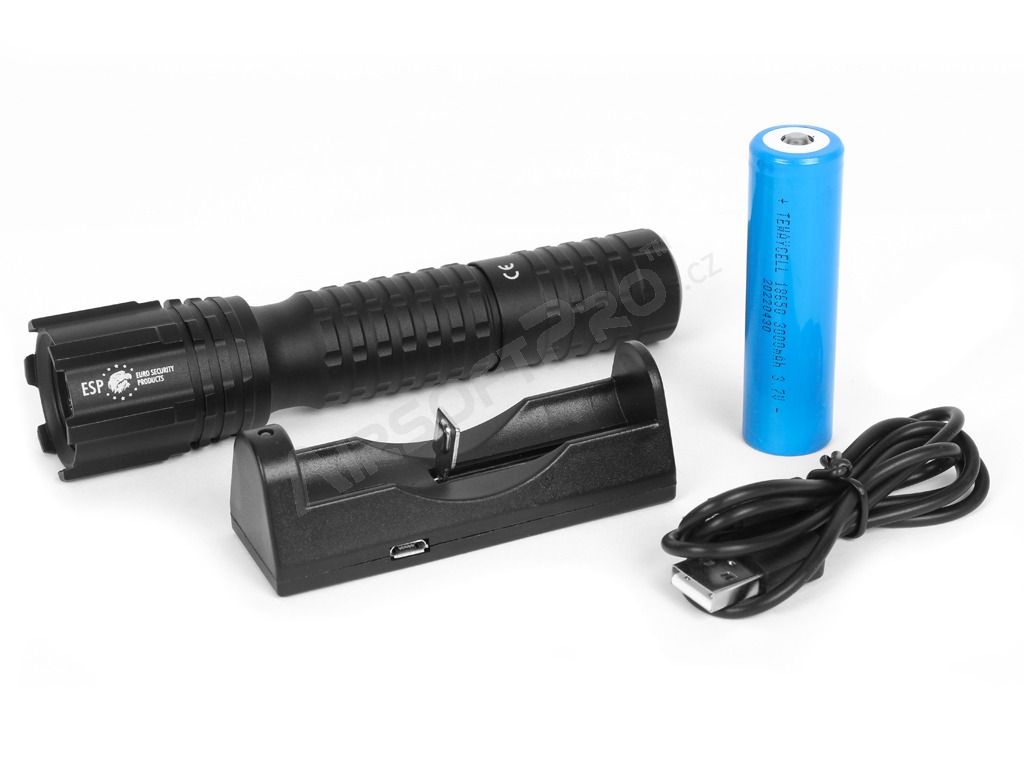 Lampe de poche tactique BARRACUDA 10W LED, 1 mode Adaptateur USB et batterie [ESP]