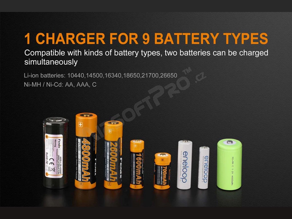 Chargeur ARE-A2 pour batterie Li-ion, NiMH [Fenix]