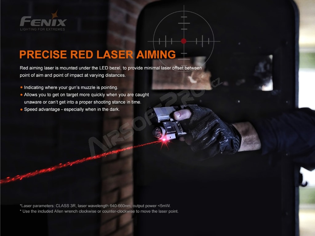 Zbraňová svítilna GL22 s červeným laserem [Fenix]