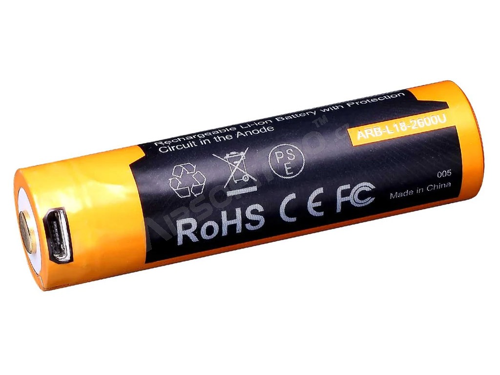 Rechargeable USB battery 18650 2600 mAh (Li-ion) [Fenix]