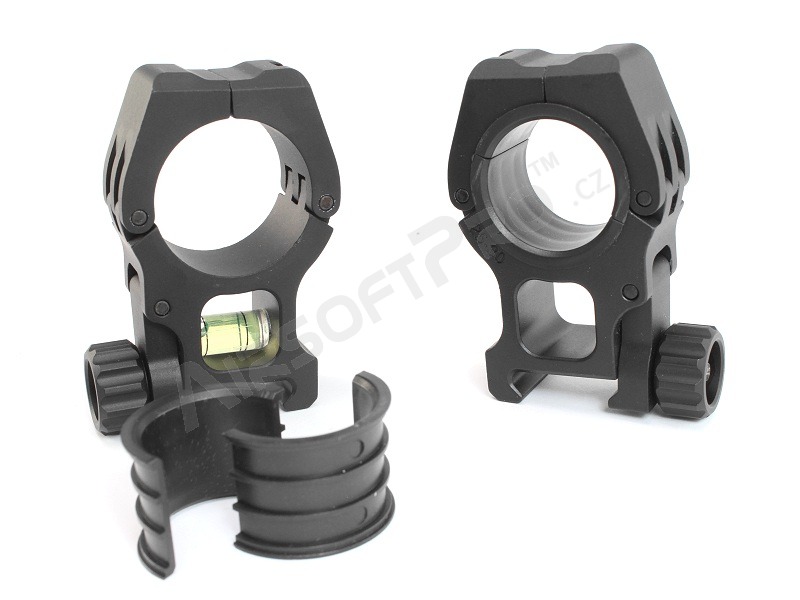 CNC 25/30mm high mount rings with the spirit level - black [FMA]