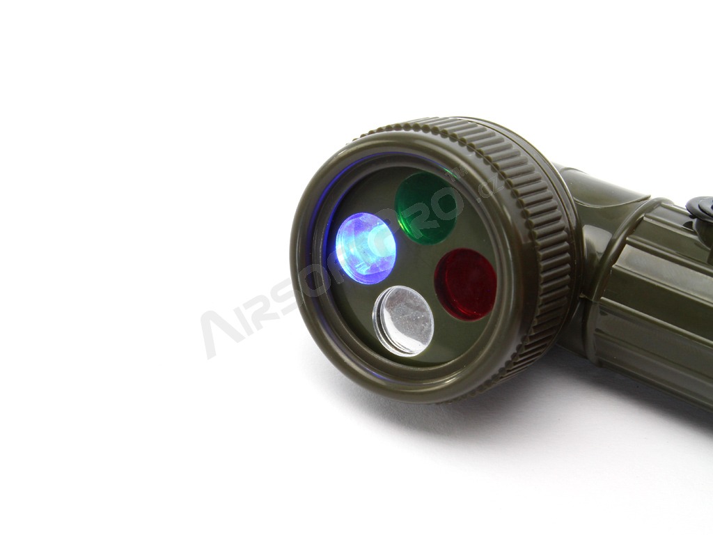Dětská vojenská LED svítilna s barevnými filtry [Fosco]