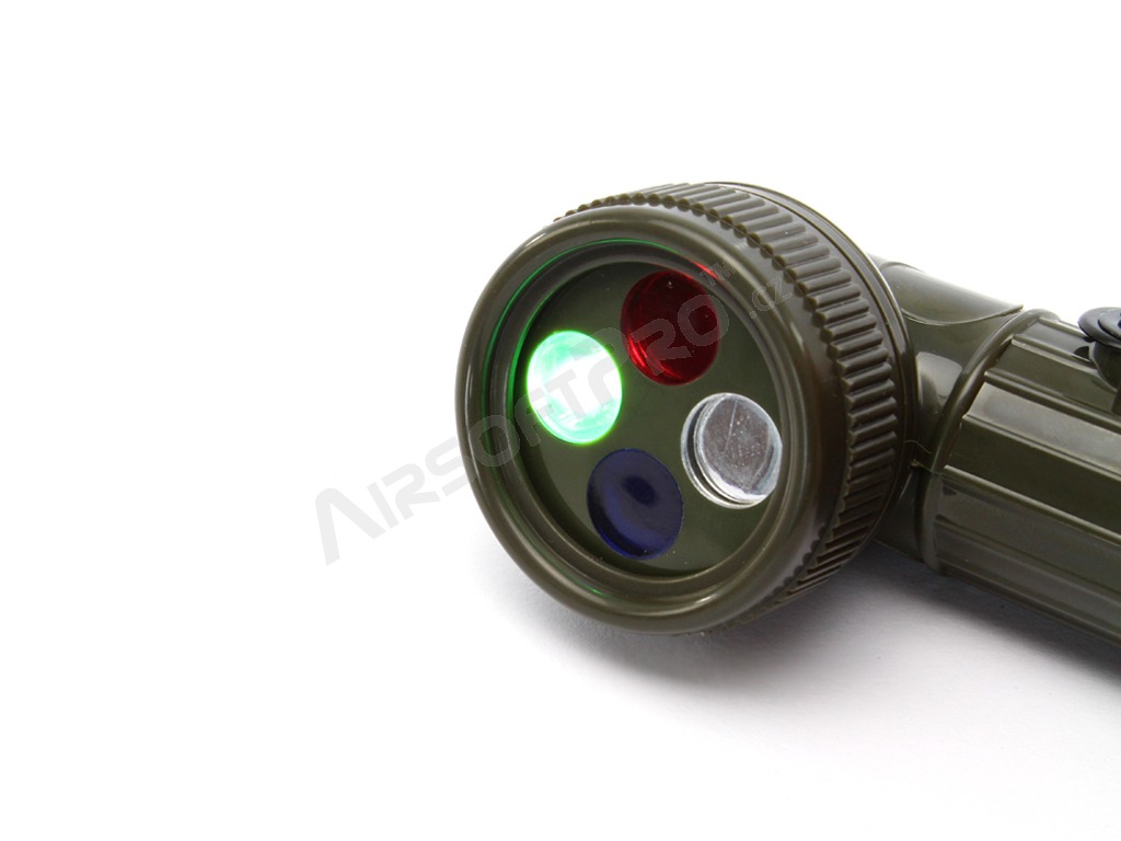 Dětská vojenská LED svítilna s barevnými filtry [Fosco]