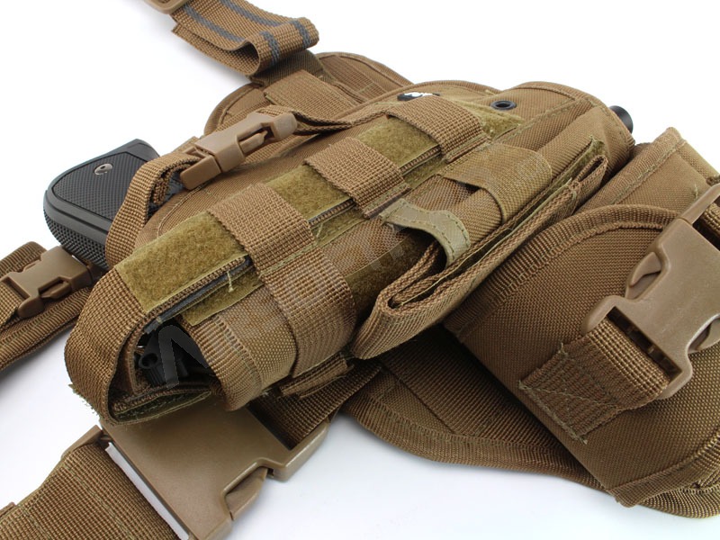 Tactical drop leg pistol holster, left - Khaki [101 INC]
