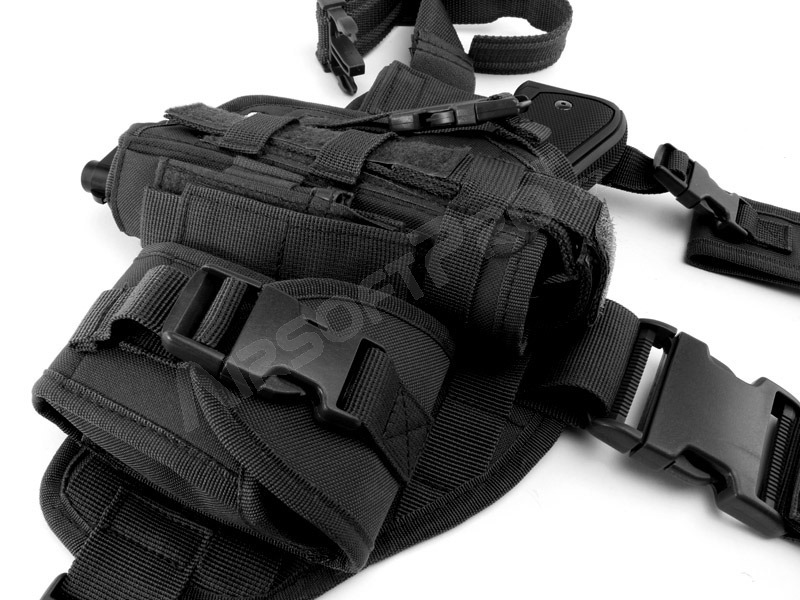 Tactical drop leg pistol holster, right - Black [101 INC]