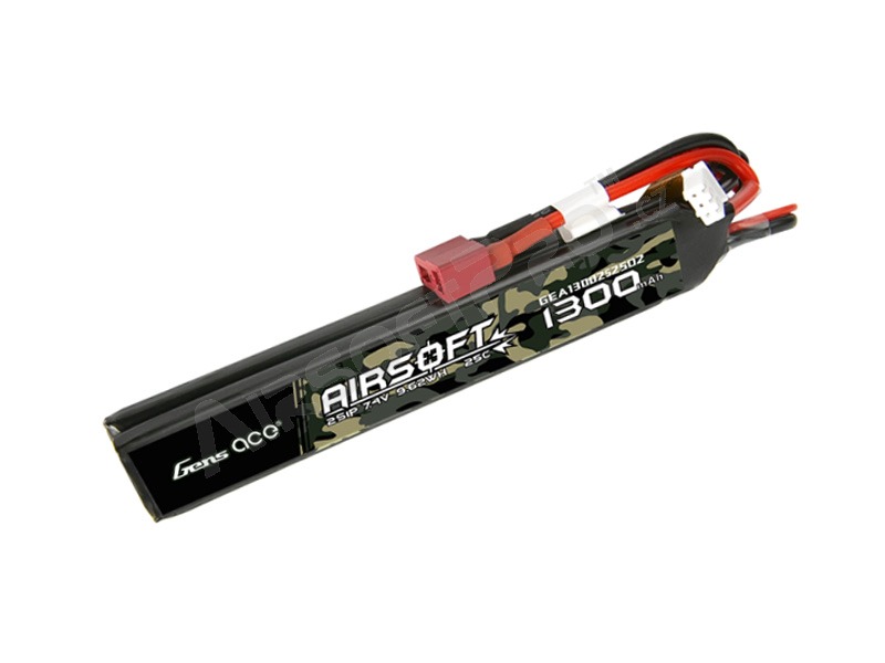 Batterie Li-Po 7,4V 1300mAh 25C 126x18x5mm (2x) - DeanT [Gens ace]