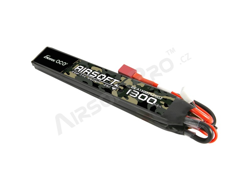 Batterie Li-Po 7,4V 1300mAh 25C 126x18x5mm (2x) - DeanT [Gens ace]