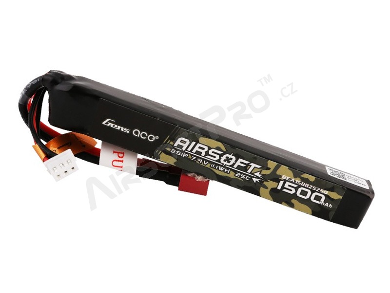 Batterie Li-Po 7,4V 1500mAh 25C 115x15x16mm - DeanT [Gens ace]