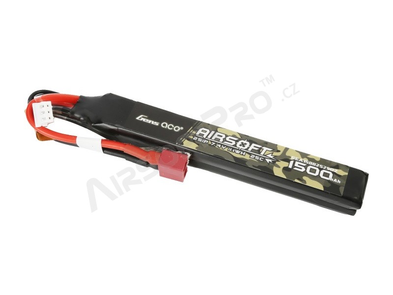 Battery Li-Po 7,4V 1500mAh 25C 115x15x7mm (2x)  - DeanT [Gens ace]