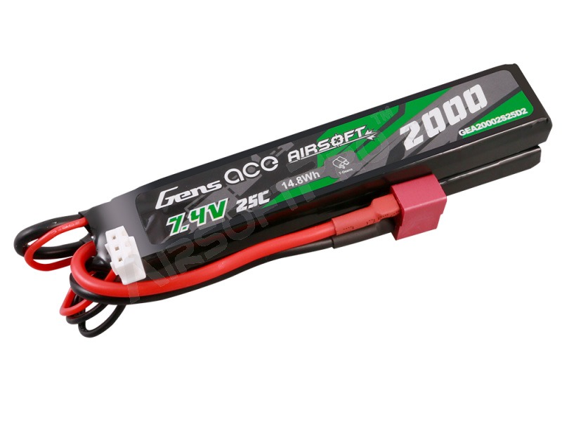 Battery Li-Po 7,4V 2000mAh 25C 106x20x10mm (2x) - DeanT [Gens ace]