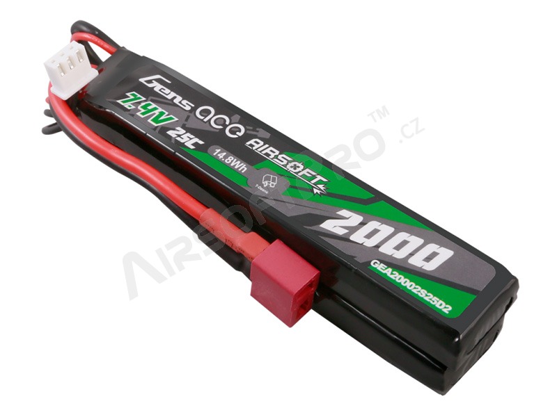 Batterie Li-Po 7,4V 2000mAh 25C 106x20x10mm (2x) - DeanT [Gens ace]