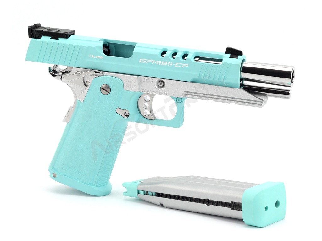 Pistolet airsoft GPM1911 CP, full metal, gas blowback (GBB) - Macaron Blue [G&G]