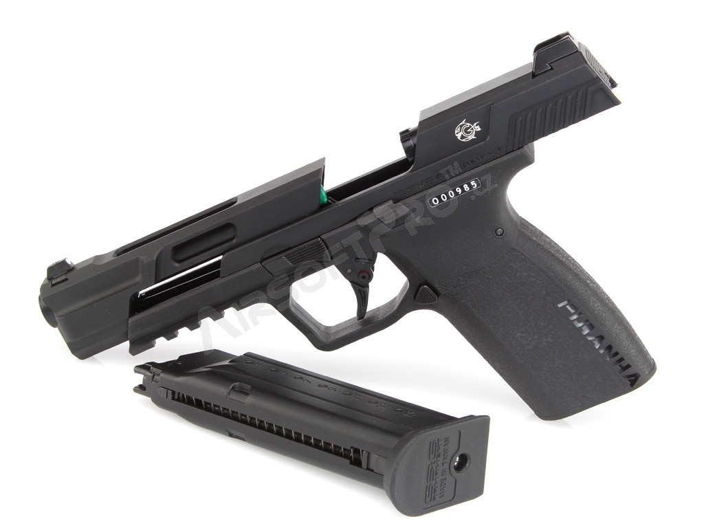 Pistolet airsoft Piranha Mk I, full metal, gas blowback (GBB) - noir [G&G]