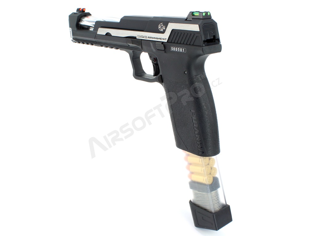 Airsoft pistol Piranha SL, full metal, gas blowback (GBB) - silver [G&G]