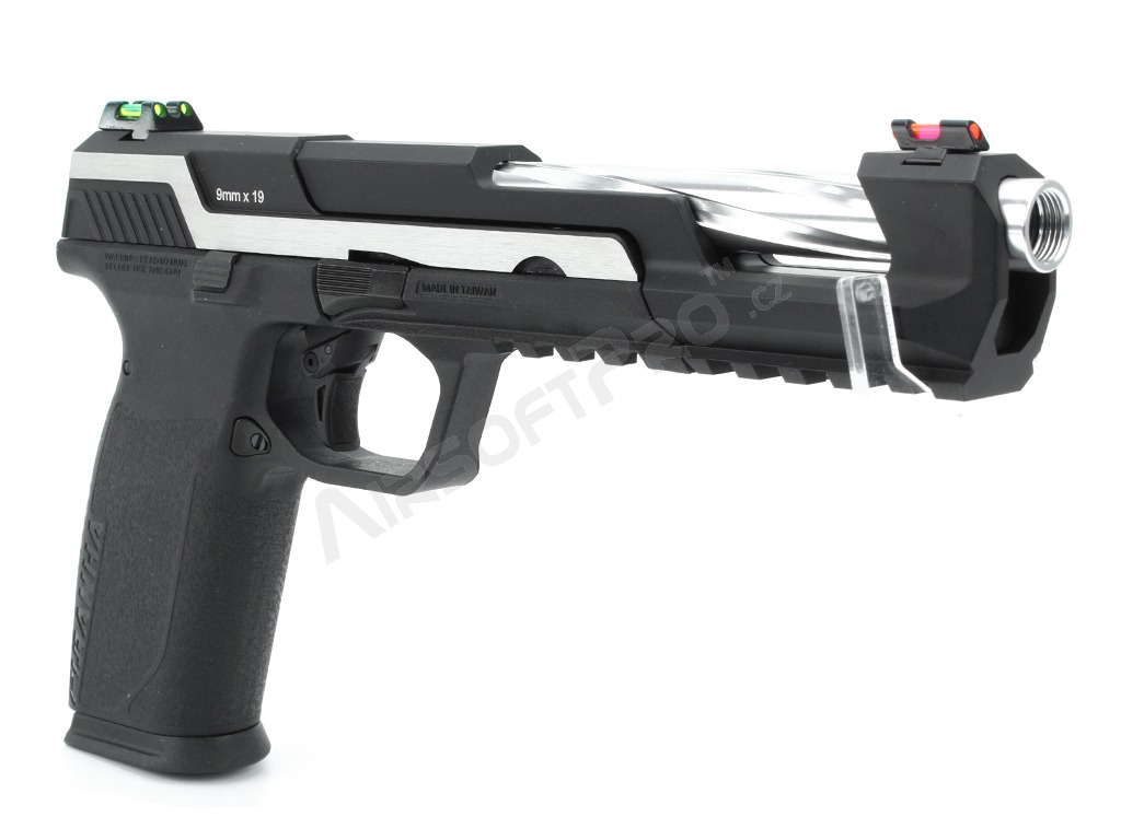 Airsoftová pistole Piranha SL, plyn, blowback (GBB) - stříbrná [G&G]