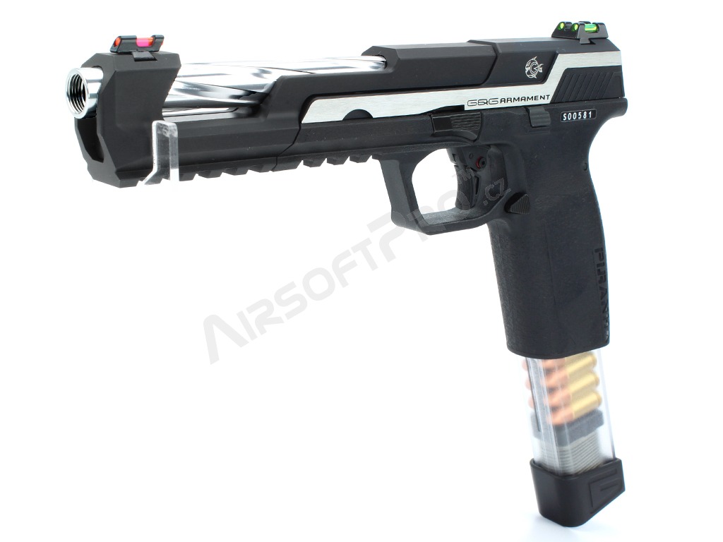 Pistolet airsoft Piranha SL, full metal, gas blowback (GBB) - silver [G&G]