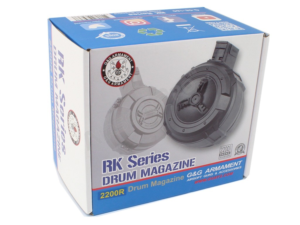 Drum Hi-Cap magazine for AK (RK), 2200 rounds, manual wind - black [G&G]